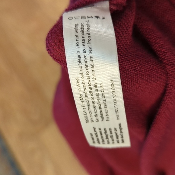 Eileen Fisher red tunic sweater 100% extra fine Merino wool women's size XXS - Picture 5 of 5